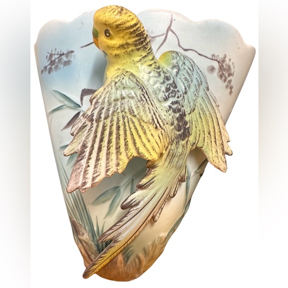 Vintage Wall pocket Vase Parakeet Colorful MCM DESIGN-Great History 1940’s Bird - Picture 3 of 10